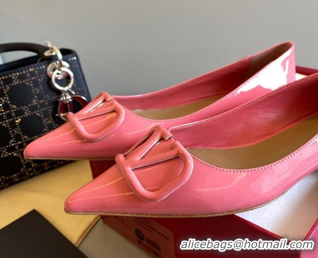 Good Looking Valentino VLogo Patent Leather Ballerinas Flat Pink 042655