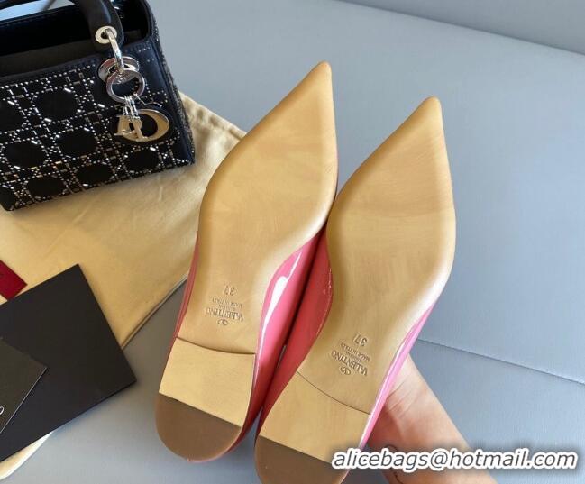 Good Looking Valentino VLogo Patent Leather Ballerinas Flat Pink 042655