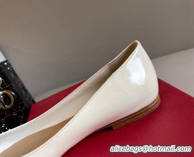 Classic Valentino VLogo Patent Leather Ballerinas Flat White 042658