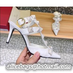 Purchase Valentino Roman Stud Ankle Strap Sandals 8cm White 051123