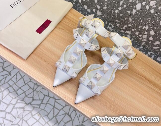 Purchase Valentino Roman Stud Ankle Strap Sandals 8cm White 051123