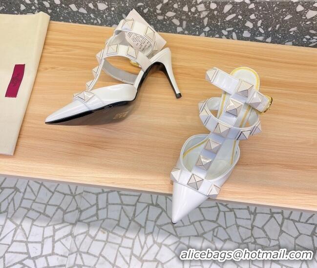 Purchase Valentino Roman Stud Ankle Strap Sandals 8cm White 051123