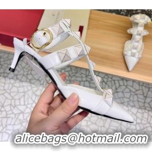 Charming Valentino Roman Stud Ankle Strap Sandals 4.5cm White 051124