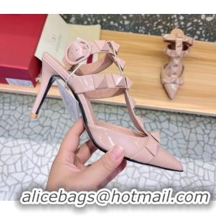 Good Product Valentino Roman Stud Ankle Strap Sandals 8cm Nude 051129