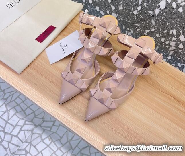 Good Product Valentino Roman Stud Ankle Strap Sandals 8cm Nude 051129