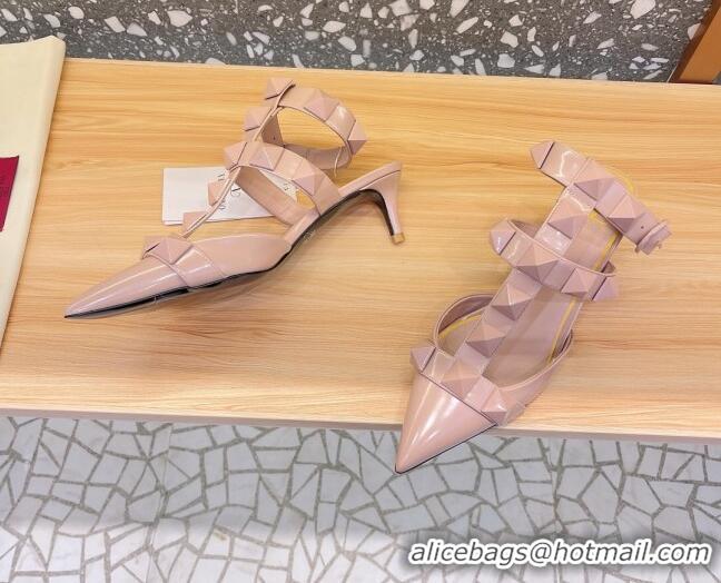 Fashion Valentino Roman Stud Ankle Strap Sandals 4.5cm Nude 2051130