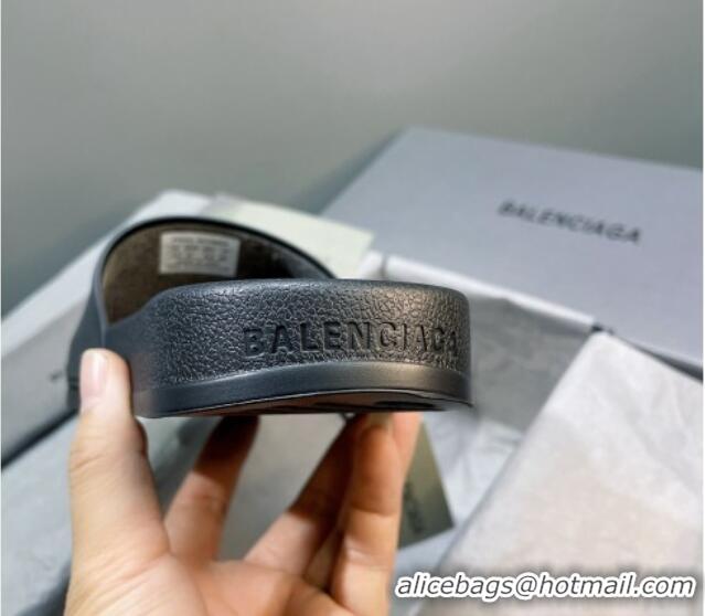 Discount Balenciaga TPU BB Flat Slide Sandals Black/Blue 042117