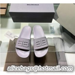 Modern Balenciaga TPU BB Flat Slide Sandals Grey 042118