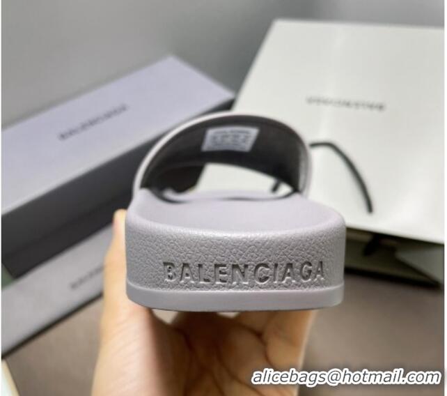 Modern Balenciaga TPU BB Flat Slide Sandals Grey 042118