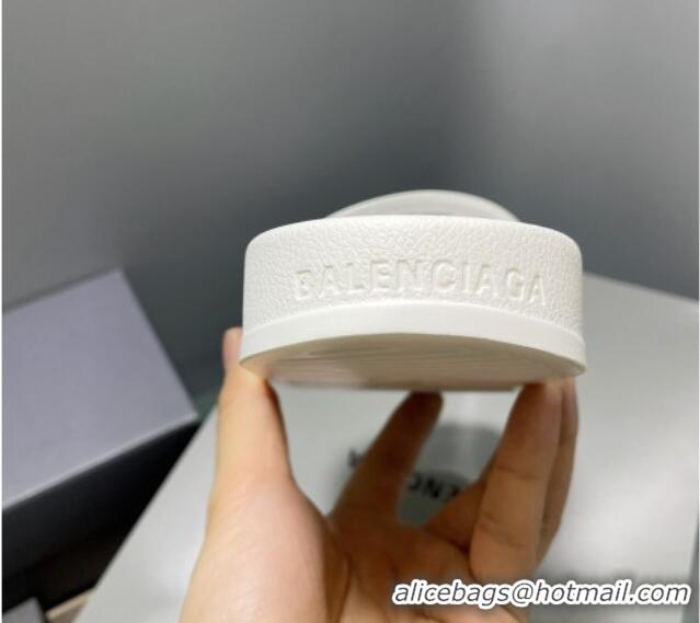 Low Cost Balenciaga TPU BB Flat Slide Sandals White 042120