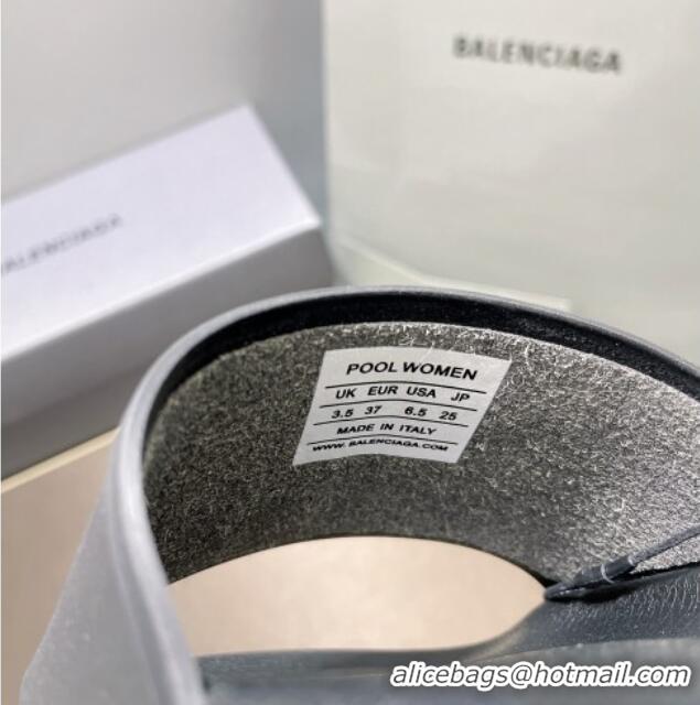 Perfect Balenciaga TPU BB Flat Slide Sandals Black/Green 042123