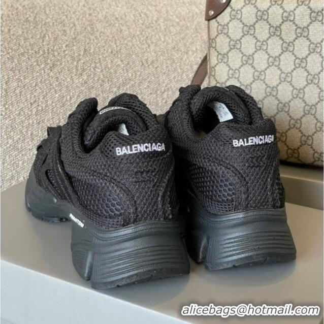 Top Design Balenciaga Phantom Trainers Sneakers in Black Monocolor Fabric and Mesh 042692