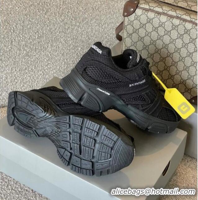 Top Design Balenciaga Phantom Trainers Sneakers in Black Monocolor Fabric and Mesh 042692