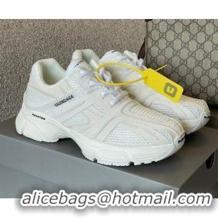 Classic Hot Balenciaga Phantom Trainers Sneakers in White Monocolor Fabric and Mesh 042693