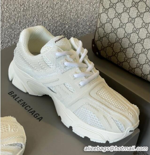 Classic Hot Balenciaga Phantom Trainers Sneakers in White Monocolor Fabric and Mesh 042693