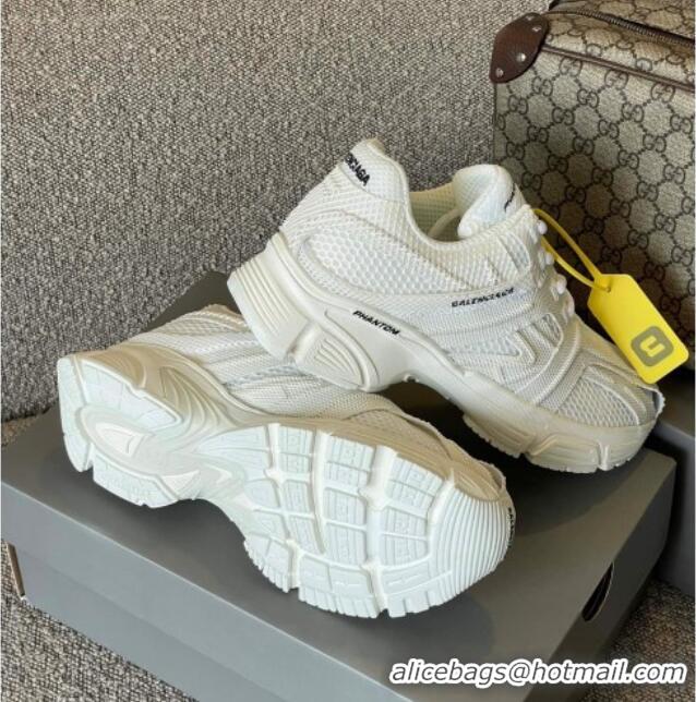 Classic Hot Balenciaga Phantom Trainers Sneakers in White Monocolor Fabric and Mesh 042693