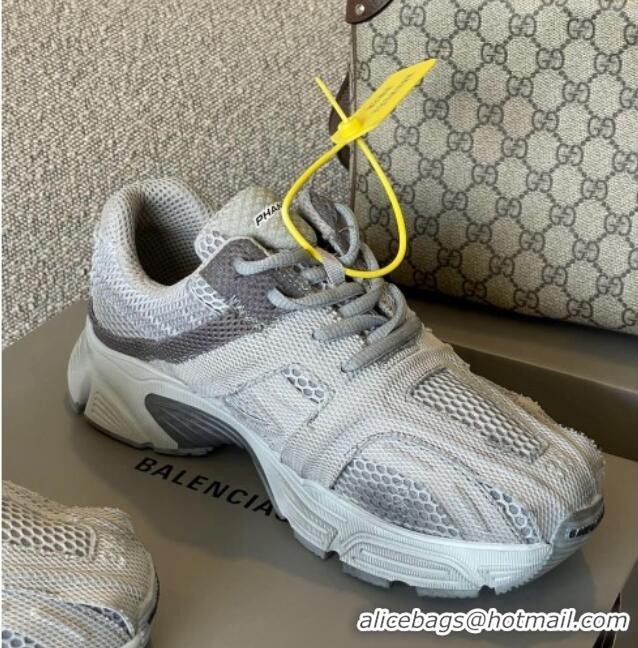 Stylish Balenciaga Phantom Trainers Sneakers in Grey Monocolor Fabric and Mesh 042694