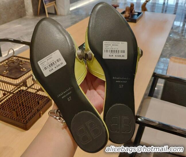 Pretty Style Balenciaga Le Cagole Calfskin Flat Slide Sandals Kiwi Green 051912