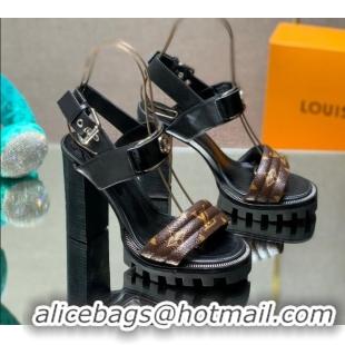 Shop Cheap Louis Vuitton Star Trail Sandal with 9.5cm Heel Black/Monogram 0517051