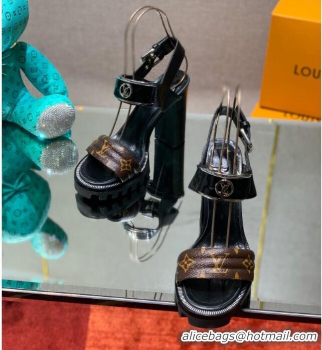 Shop Cheap Louis Vuitton Star Trail Sandal with 9.5cm Heel Black/Monogram 0517051