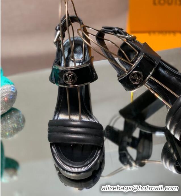 Sumptuous Louis Vuitton Star Trail Sandal with 9.5cm Heel All Black 0517056