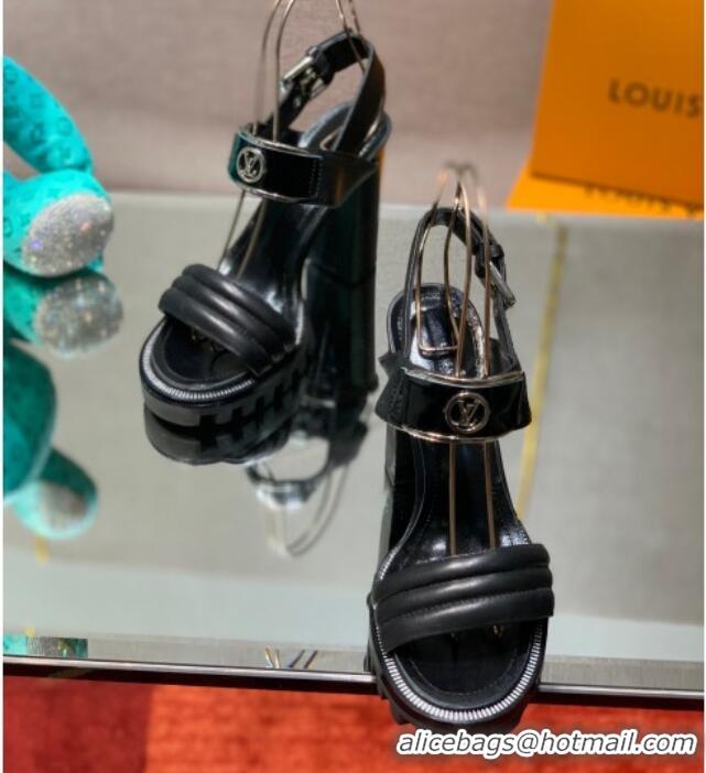 Sumptuous Louis Vuitton Star Trail Sandal with 9.5cm Heel All Black 0517056