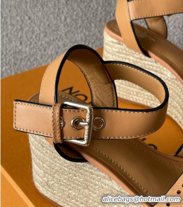 Good Quality Louis Vuitton Starboard Wedge Sandal with 10cm Heel Brown 0518059