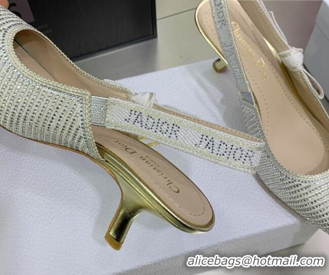 Purchase Dior J'Adior Slingback Pumps 6.5cm in Grey Cotton Embroidered with Crystal 052082