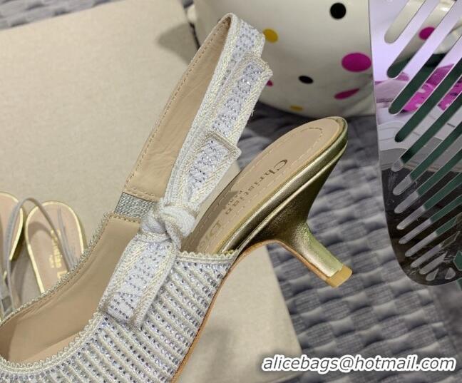 Purchase Dior J'Adior Slingback Pumps 6.5cm in Grey Cotton Embroidered with Crystal 052082