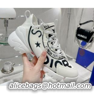 Good Quality Dior D-Connect Sneaker in White Fabric with Dior Union Print 052098