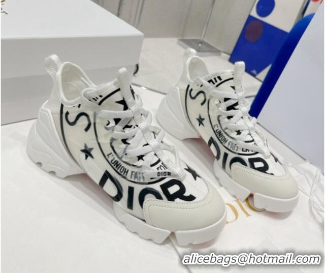 Good Quality Dior D-Connect Sneaker in White Fabric with Dior Union Print 052098