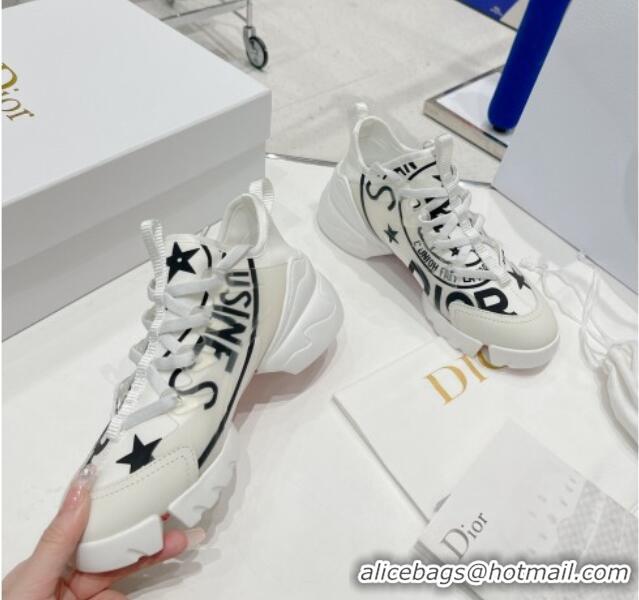 Good Quality Dior D-Connect Sneaker in White Fabric with Dior Union Print 052098