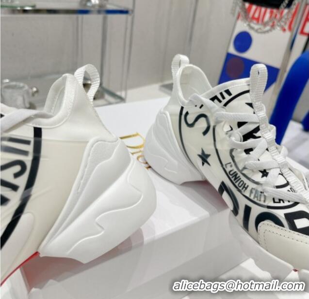 Good Quality Dior D-Connect Sneaker in White Fabric with Dior Union Print 052098