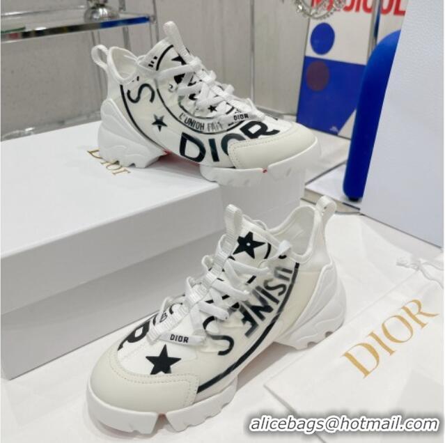 Good Quality Dior D-Connect Sneaker in White Fabric with Dior Union Print 052098