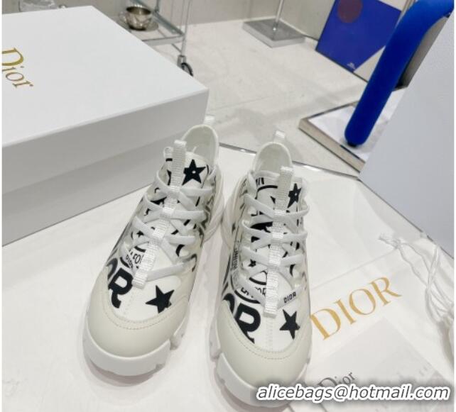 Good Quality Dior D-Connect Sneaker in White Fabric with Dior Union Print 052098