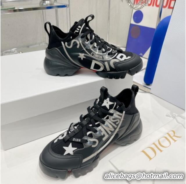 Stylish Dior D-Connect Sneaker in White Fabric with Dior Union Black 052099