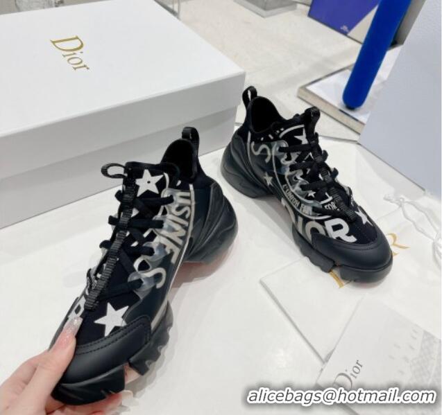 Stylish Dior D-Connect Sneaker in White Fabric with Dior Union Black 052099