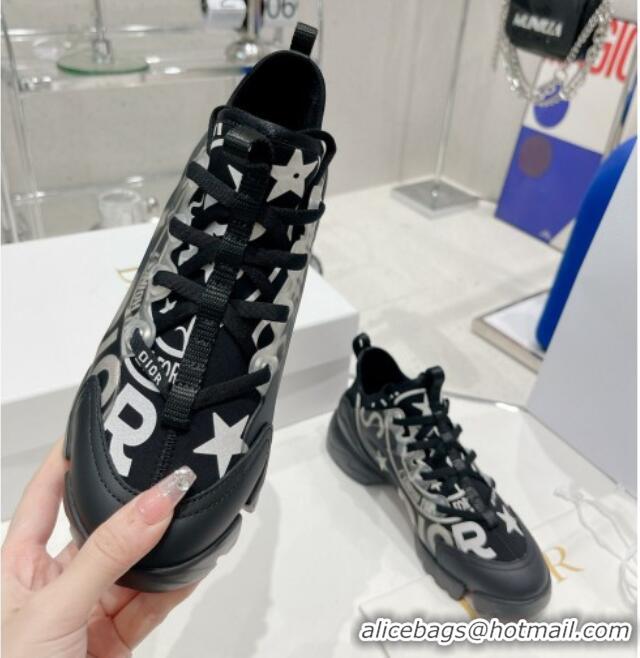 Stylish Dior D-Connect Sneaker in White Fabric with Dior Union Black 052099