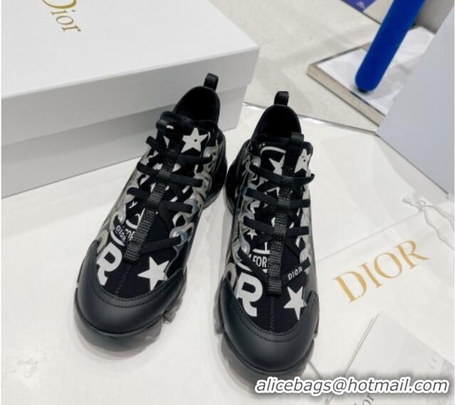 Stylish Dior D-Connect Sneaker in White Fabric with Dior Union Black 052099