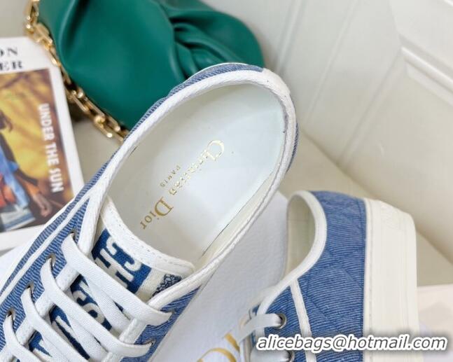 Pretty Style Dior Walk'n'Dior Sneakers in Blue Faded Cannage Denim Embroidery 0520109