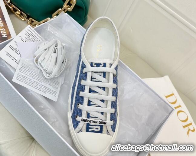 Pretty Style Dior Walk'n'Dior Sneakers in Blue Faded Cannage Denim Embroidery 0520109