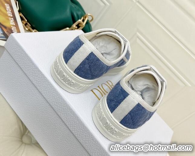 Pretty Style Dior Walk'n'Dior Sneakers in Blue Faded Cannage Denim Embroidery 0520109