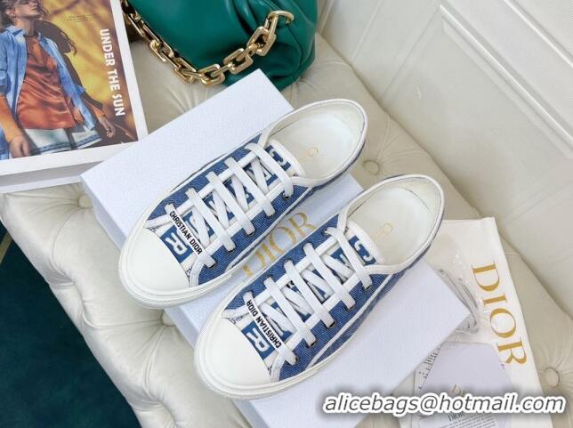 Pretty Style Dior Walk'n'Dior Sneakers in Blue Faded Cannage Denim Embroidery 0520109