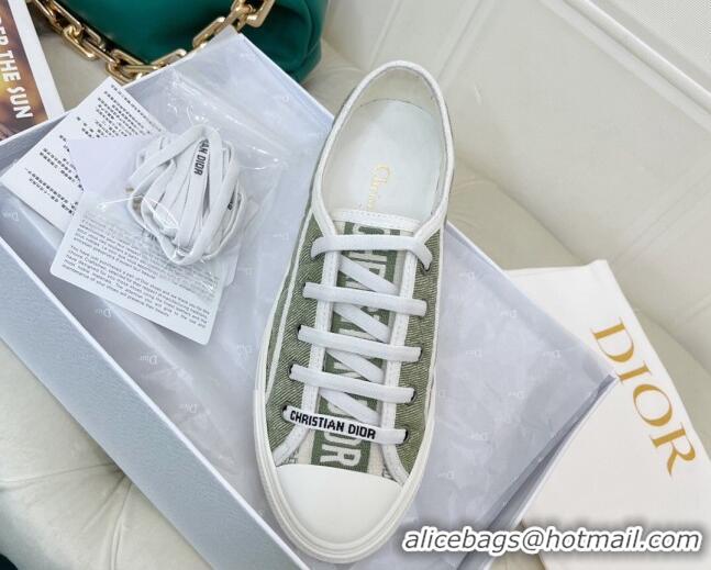 Purchase Dior Walk'n'Dior Sneakers in Green Faded Cannage Denim Embroidery 0520110