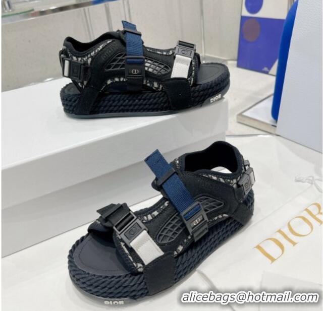 Classic Hot Dior CD Strap Sandals Black 0520113