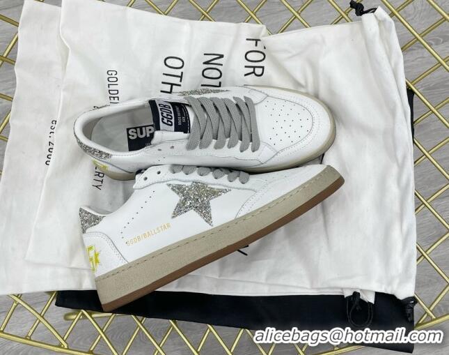 Shop Cheap Golden Goose GGDB Leather Ball Star Sneakers White/Glitter 052105