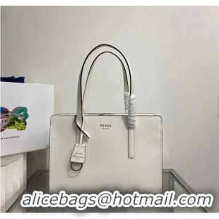 Top Grade Prada Re-Edition 1995 brushed-leather medium handbag 1BA350 white