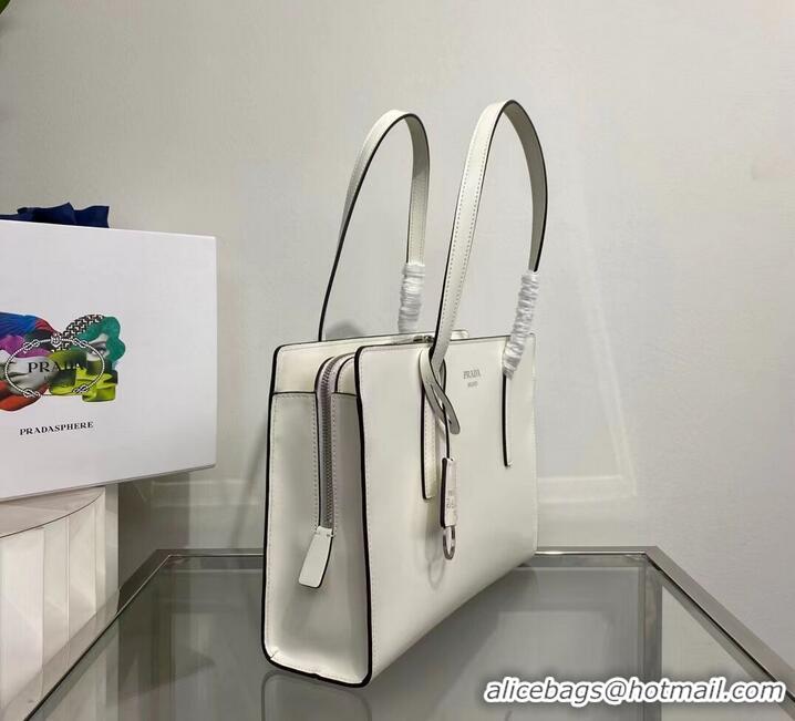 Top Grade Prada Re-Edition 1995 brushed-leather medium handbag 1BA350 white