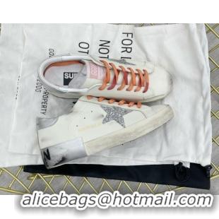 Stylish Golden Goose GGDB Leather Super-Star Sneakers White/Glitter 052109