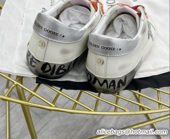 Stylish Golden Goose GGDB Leather Super-Star Sneakers White/Glitter 052109